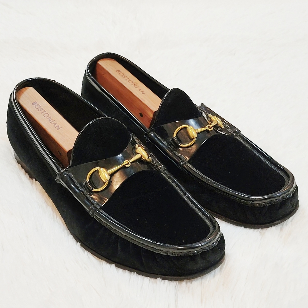 Gucci Velvet/Patent Leather 1953 Horsebit Loafers SZ 11.5